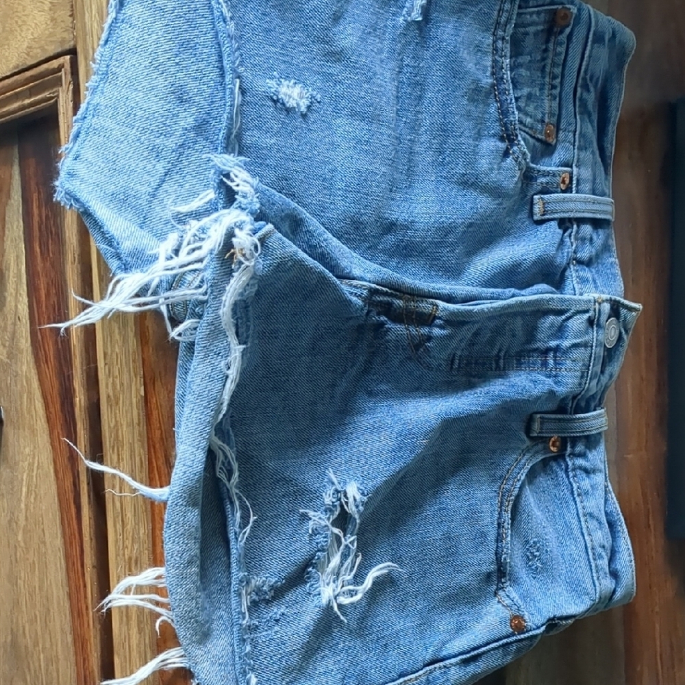 Levi's Blue Distressed Jean Shorts